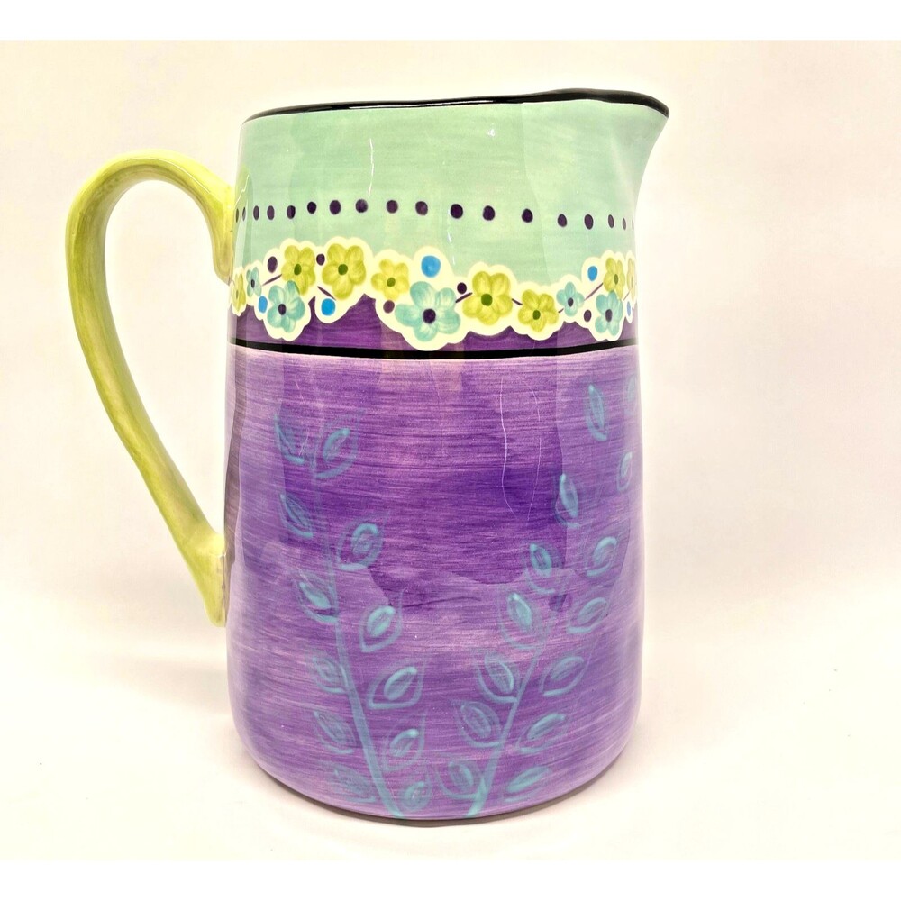 Kathy Davis Happiness Pitcher Scatter Joy Purple Floral 9" Tabletops Unlimited
